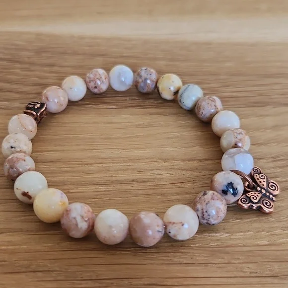 Mexican Murado Purple Opal Bead Stretch Hand Crafted Bracelet - Picture 6 of 8